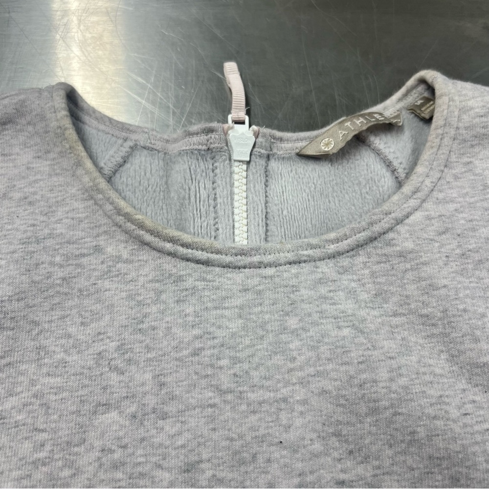 Athleta Cozy Karma Back Zip Sweatshirt Dress, Gray - Picture 7 of 12